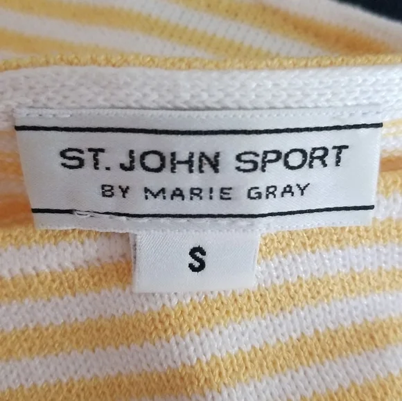 St. John Sport by Marie Gray Vintage Navy & Yellow Stripe Santana Knit Top Sz S - Picture 4 of 11